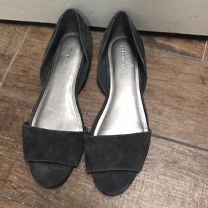 BCBGeneration Peep Toe Flats in Grey Suede